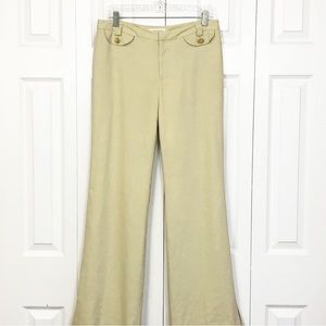 NWT Banana Republic Cream Linen Martin Flare Leg Trousers 6